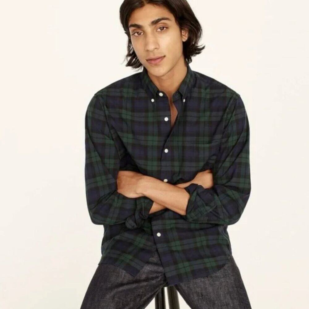 J. Crew Secret Wash Classic Fit Plaid Cotton Poplin Shirt